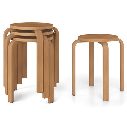 Set of 4 18 Inch Stackable Bentwood Dining Chairs, Round Top, Walnut Dining Chairs Walnut at Gallery Canada