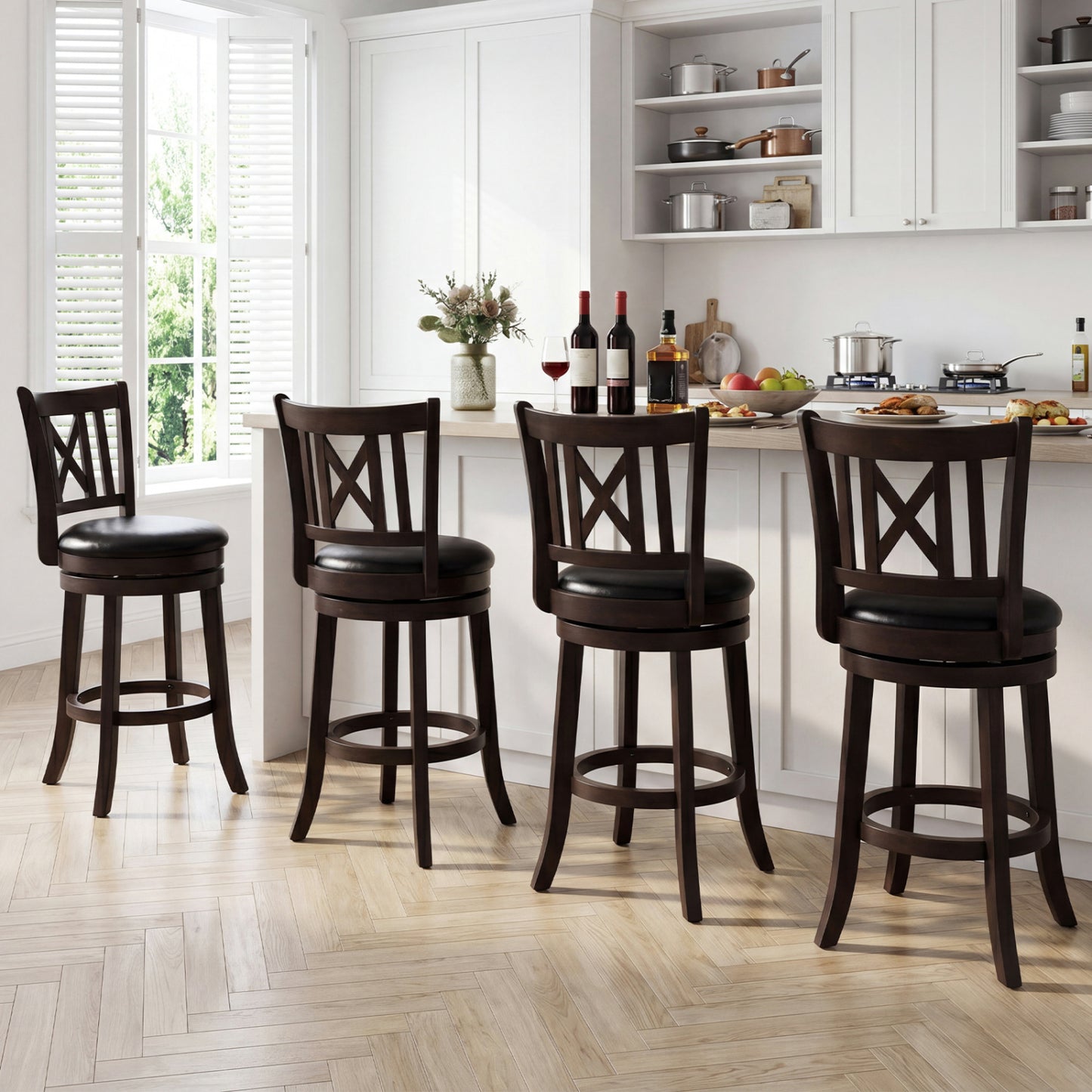 Set of 4 Swivel Bar Stools with Footrest, 26 Inches Bar Stools at Gallery Canada