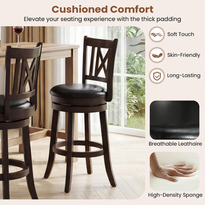 Set of 4 Swivel Bar Stools with Footrest, 26 Inches Bar Stools at Gallery Canada