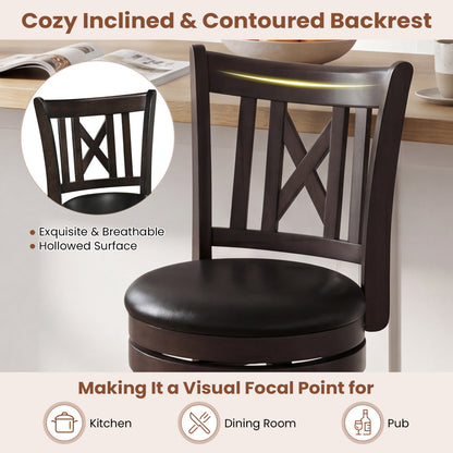 Set Of 4 Swivel Bar Stools With Hollowed Backrest, 30 Inches Bar Stools at Gallery Canada
