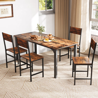 Set of 4 Dining Chairs, Metal Legs, Slanted Back, Brown Dining Chairs at Gallery Canada