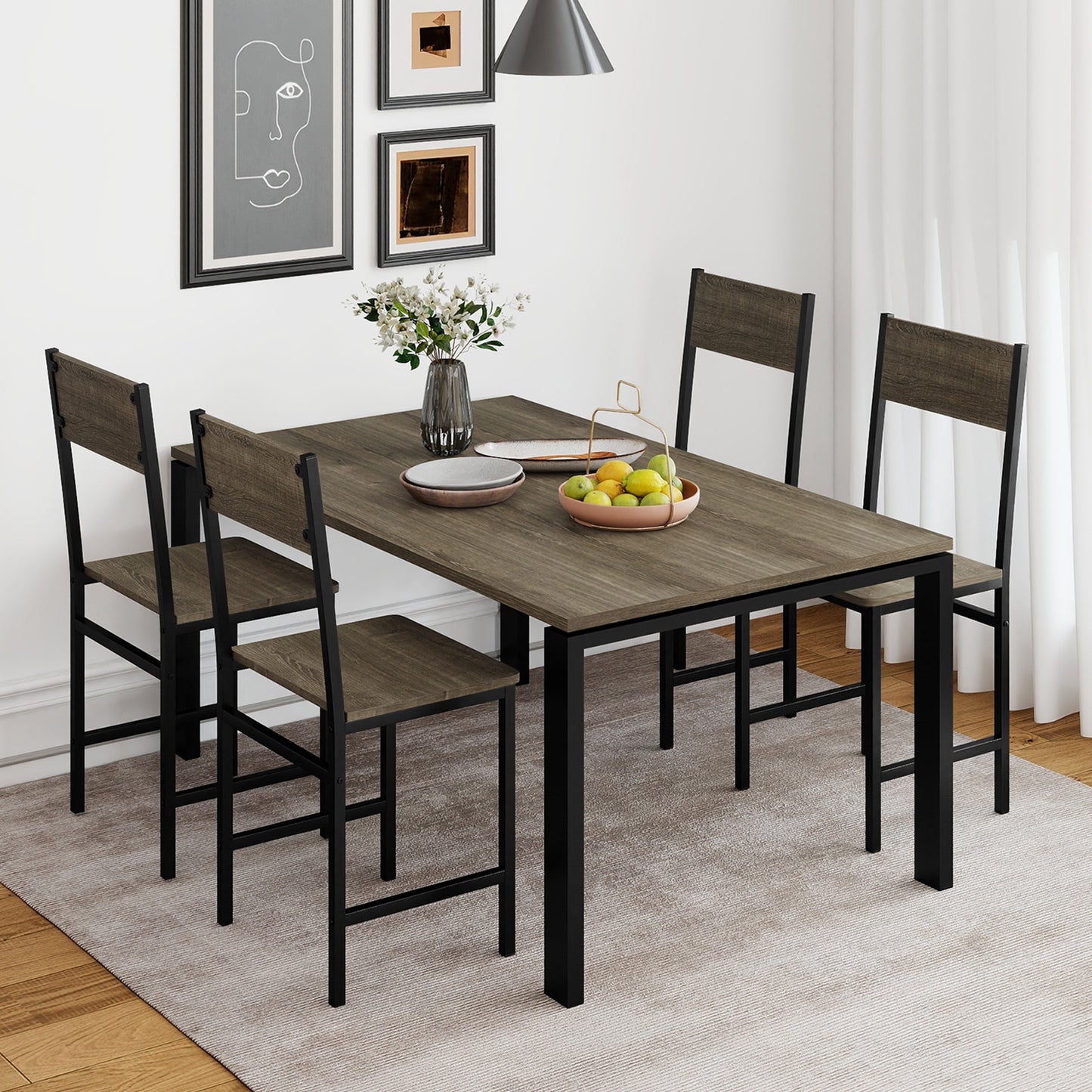 Set Of 4 Dining Chairs, Metal Legs, Slanted Back, Gray Dining Chairs at Gallery Canada