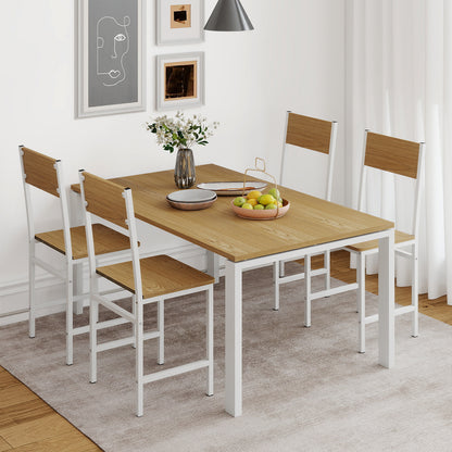 Set of 4 Dining Chairs with Metal Legs and Slanted Back, Natural Dining Chairs at Gallery Canada