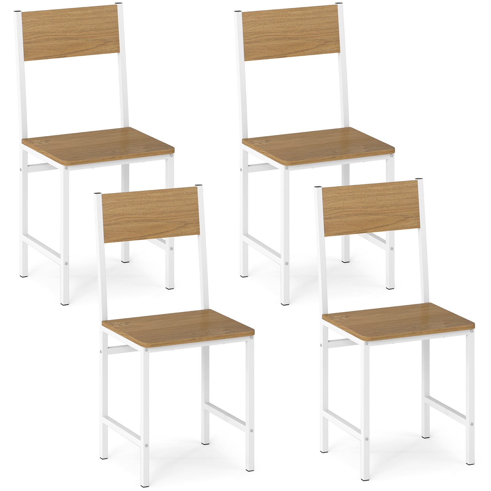 Set of 4 Dining Chairs with Metal Legs and Slanted Back, Natural Dining Chairs Natural at Gallery Canada