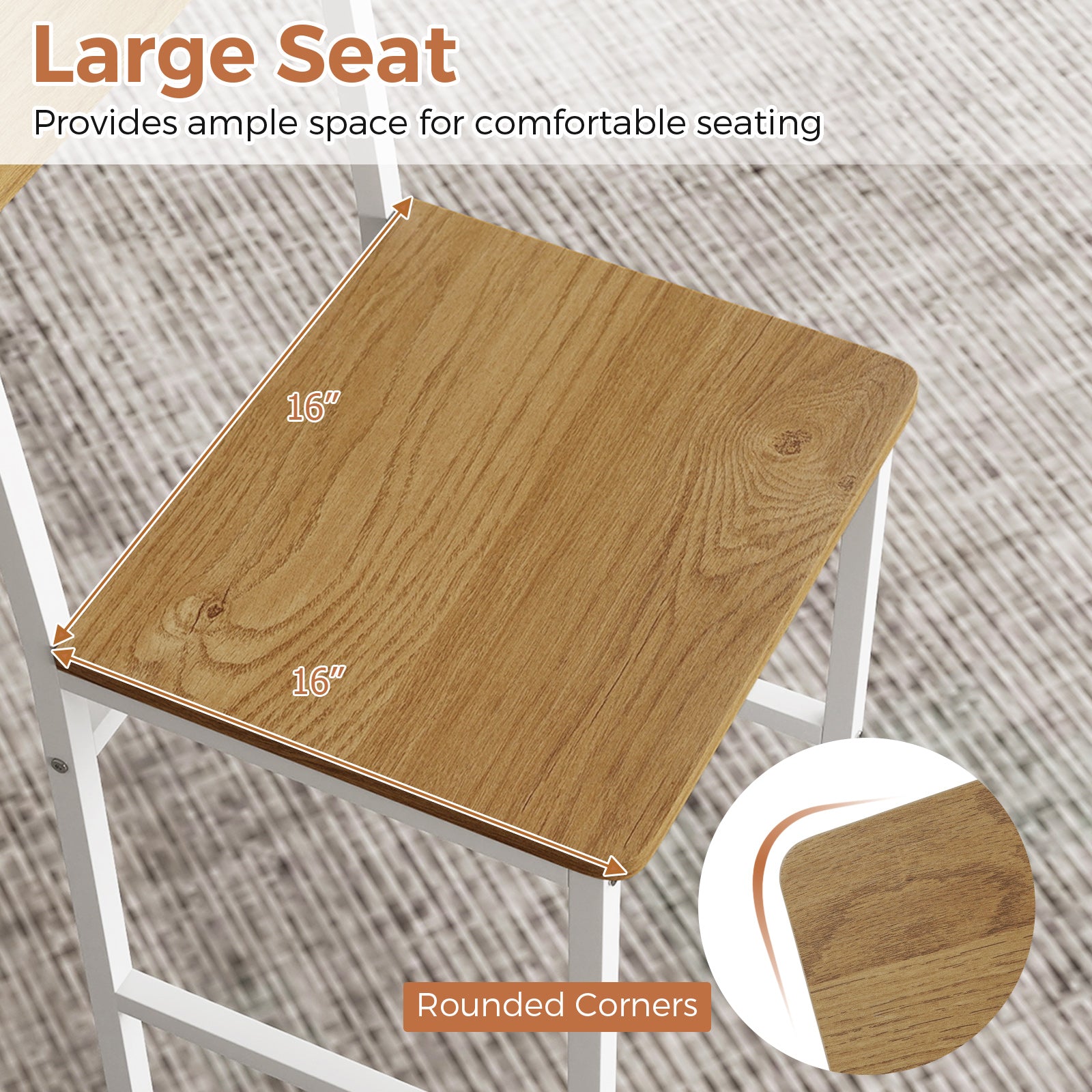 Set of 4 Dining Chairs with Metal Legs and Slanted Back, Natural Dining Chairs at Gallery Canada
