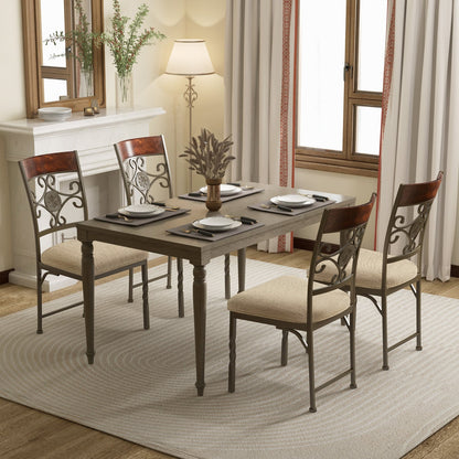 Set of 4 Armless Dining Chairs with Seat Cushion