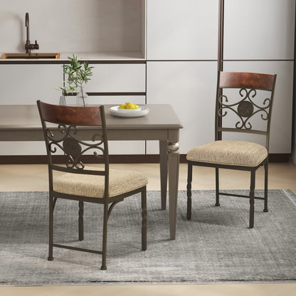 Set of 4 Armless Dining Chairs with Seat Cushion