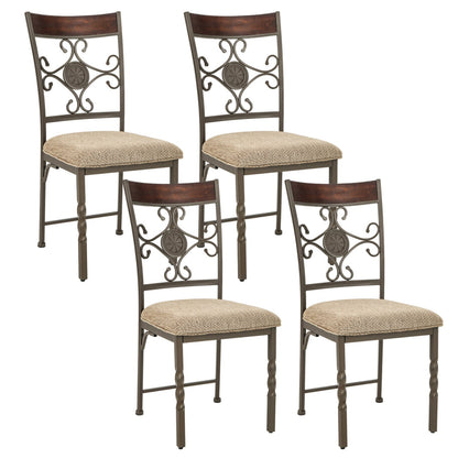 Set of 4 Armless Dining Chairs with Seat Cushion