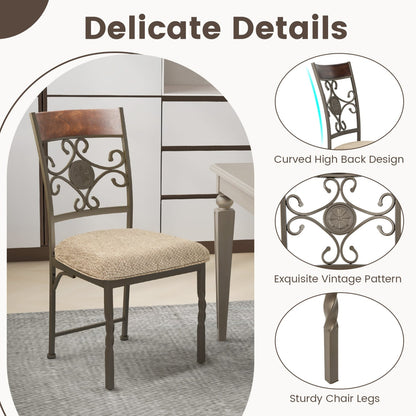 Set of 4 Armless Dining Chairs with Seat Cushion