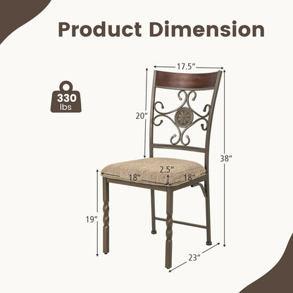 Set of 4 Armless Dining Chairs with Seat Cushion