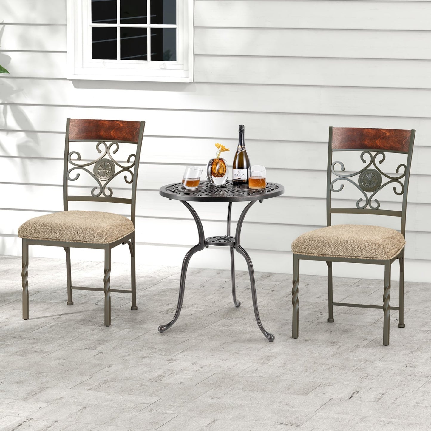 Set of 4 Armless Dining Chairs with Seat Cushion