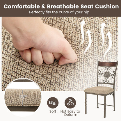 Set of 4 Armless Dining Chairs with Seat Cushion