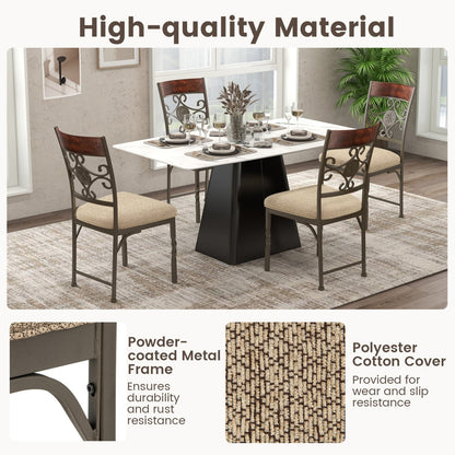 Set of 4 Armless Dining Chairs with Seat Cushion