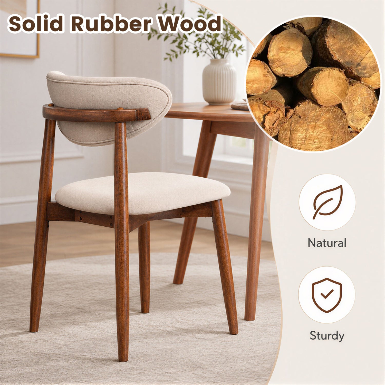 Set of 4 Fabric Upholstered Dining Chairs, Beige Dining Chairs at Gallery Canada