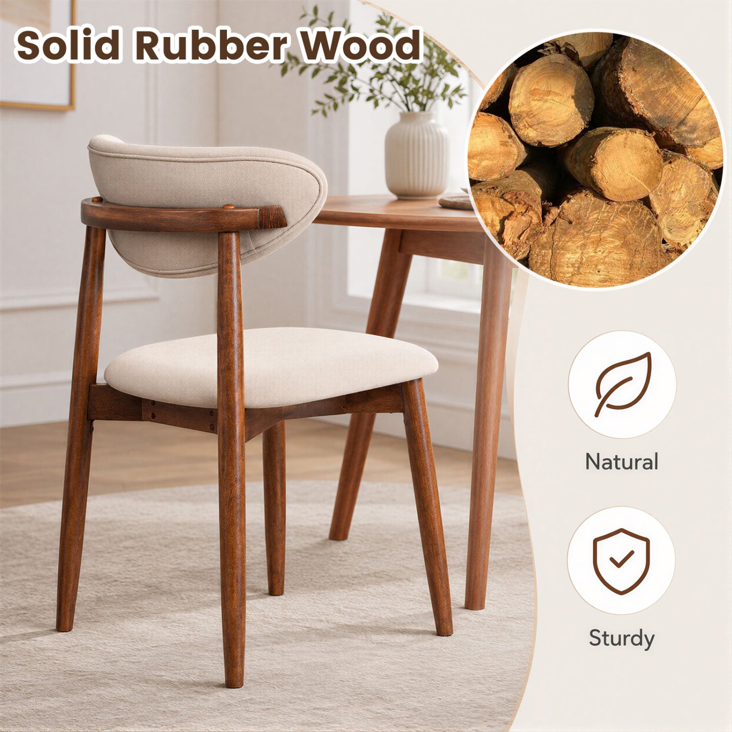 Set of 4 Fabric Upholstered Dining Chairs, Beige Dining Chairs at Gallery Canada