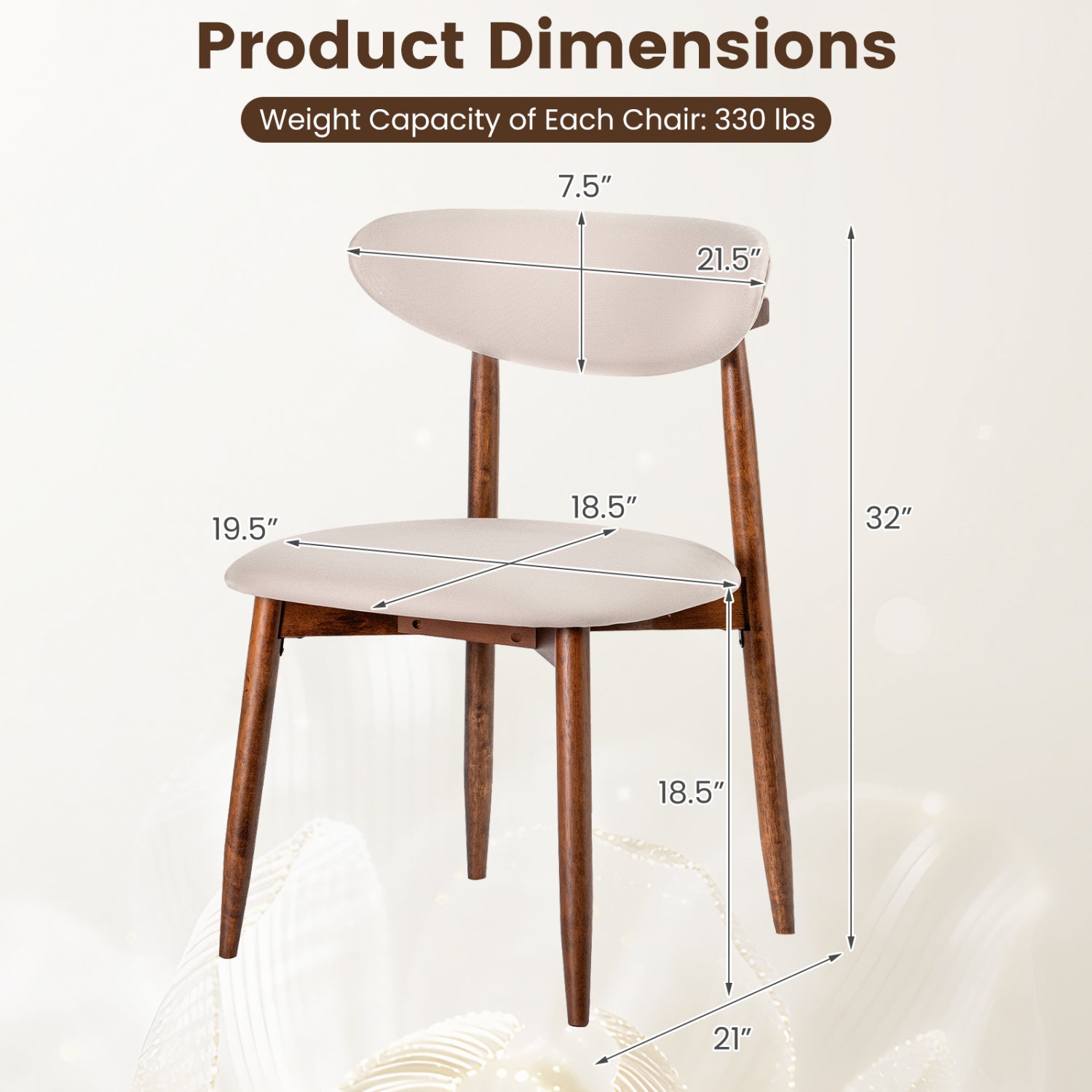 Set of 4 Fabric Upholstered Dining Chairs, Beige Dining Chairs at Gallery Canada