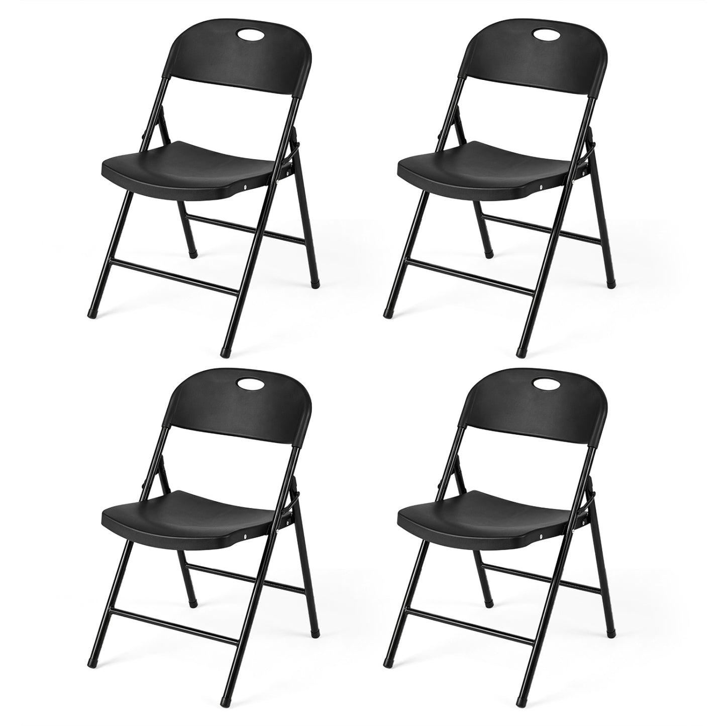 Set of 4 Foldable Plastic Chairs, Black Dining Chairs Black at Gallery Canada