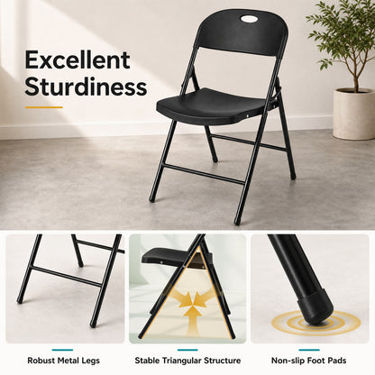 Set of 4 Foldable Plastic Chairs, Black Dining Chairs at Gallery Canada