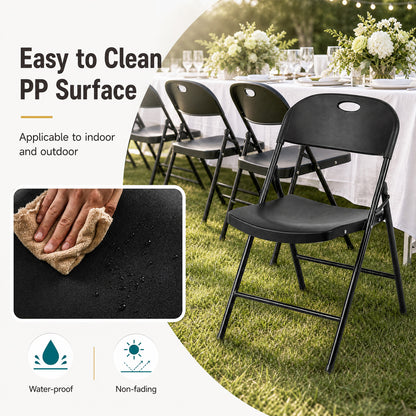 Set of 4 Foldable Plastic Chairs, Black Dining Chairs at Gallery Canada