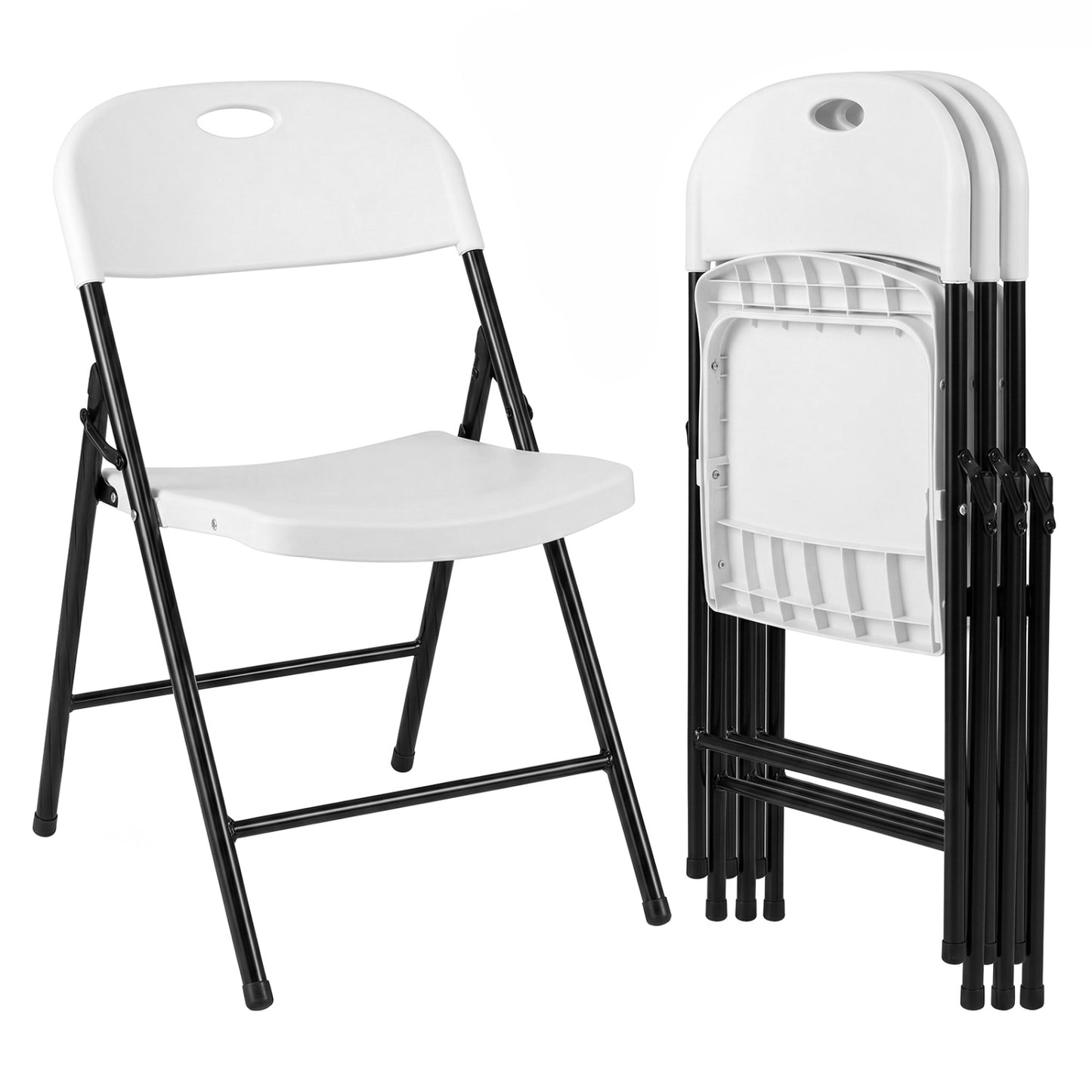 Set of 4 Foldable Plastic Chairs, White Dining Chairs at Gallery Canada