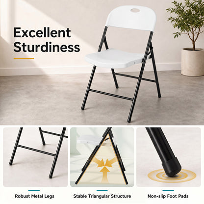 Set of 4 Foldable Plastic Chairs, White Dining Chairs at Gallery Canada