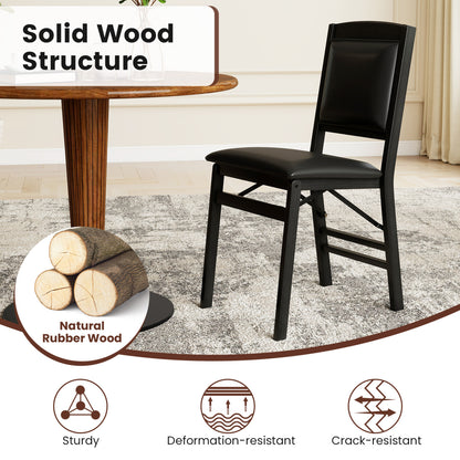 Folding Dining Chairs, Set of 4, Padded Seat, High Backrest, Black Dining Chairs at Gallery Canada