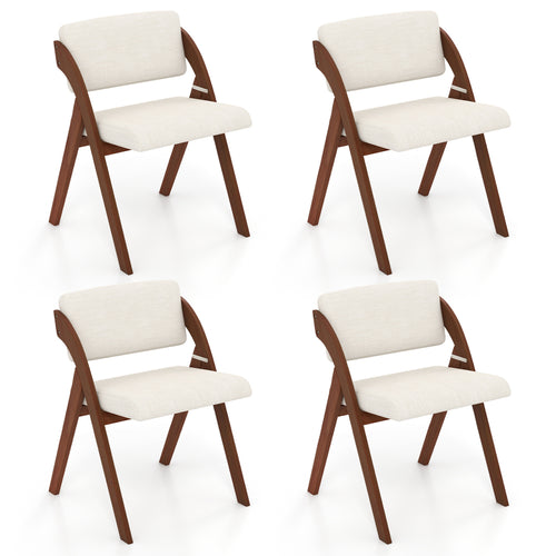 4 Folding Dining Chairs, Rubber Wood Legs, Walnut
