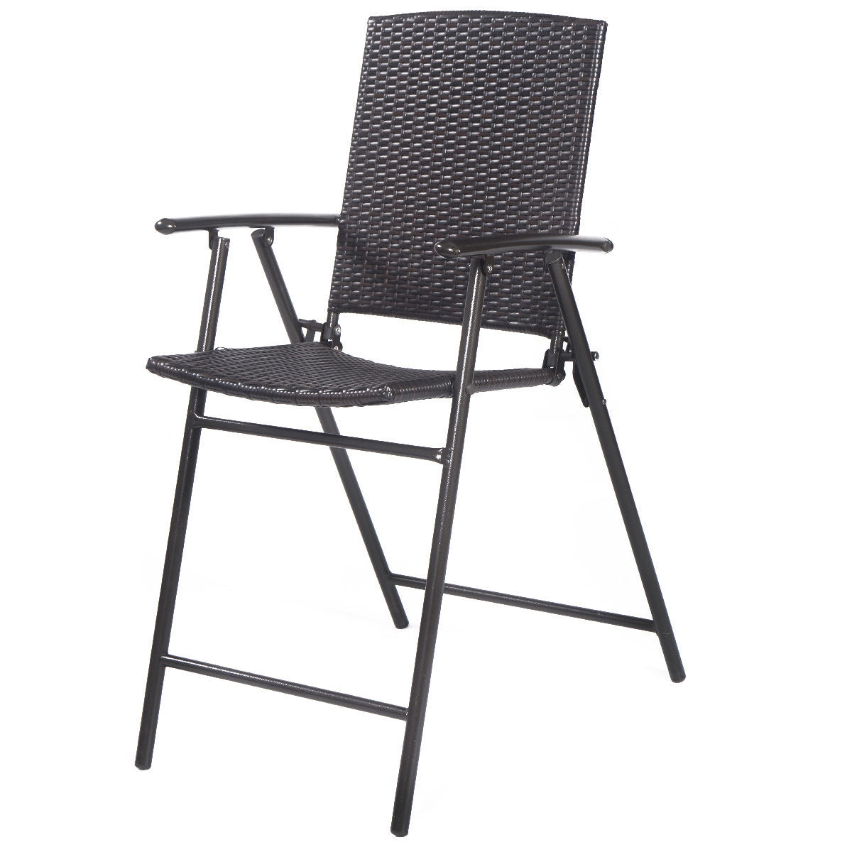 Set of 4 Folding Rattan Bar Chairs, With Footrests and Armrests, Brown Patio Bar Furniture at Gallery Canada