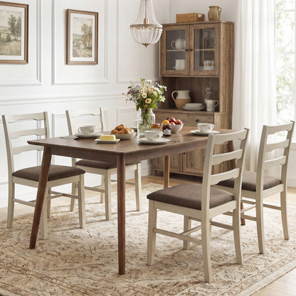 Set of 4 Linen Style Upholstered Dining Chairs with Wood Frames, White Dining Chairs at Gallery Canada
