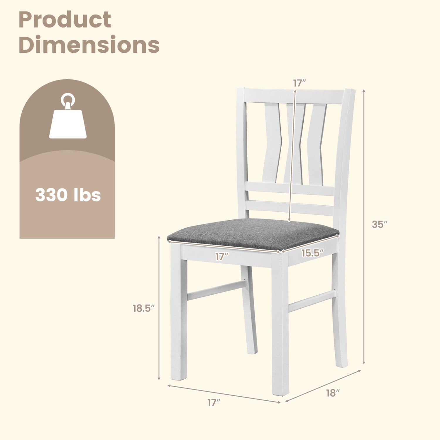 Set of 4 Linen Style Upholstered Kitchen Chairs with Wood Frames, White Dining Chairs at Gallery Canada