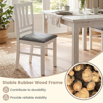 Set of 4 Linen Style Upholstered Kitchen Chairs with Wood Frames, White Dining Chairs at Gallery Canada