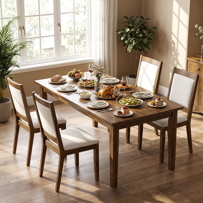 Set of 4 Modern Dining Upholstered Kitchen Chair, Walnut