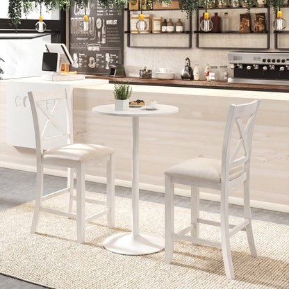 Set of 4 Modern Farmhouse Counter Height Stools with Footrest, White Bar Stools at Gallery Canada