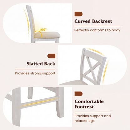 Set of 4 Modern Farmhouse Counter Height Stools with Footrest, White Bar Stools at Gallery Canada