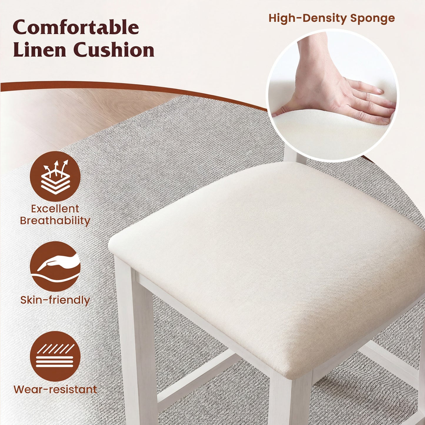 Set of 4 Modern Farmhouse Counter Height Stools with Footrest, White Bar Stools at Gallery Canada