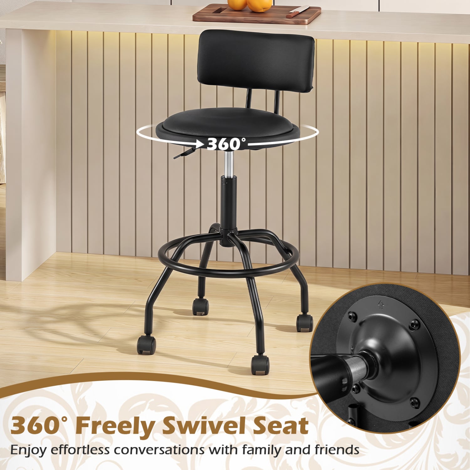 Set 4 Swivel Adjustable Bar Stools w/ Backrest Bar Stools at Gallery Canada