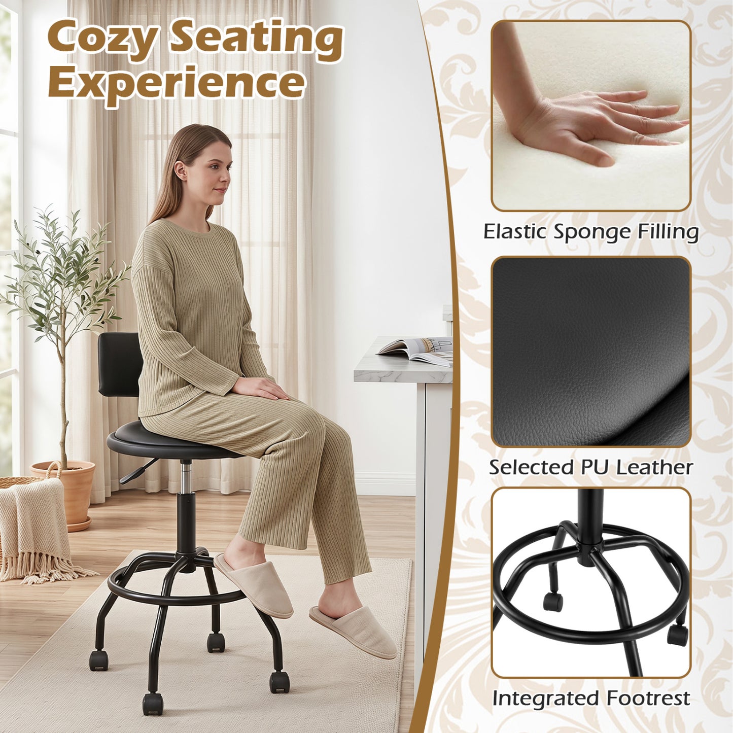 Set 4 Swivel Adjustable Bar Stools w/ Backrest Bar Stools at Gallery Canada