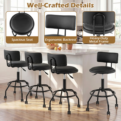 Set 4 Swivel Adjustable Bar Stools w/ Backrest Bar Stools at Gallery Canada