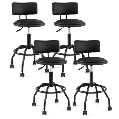 Set Of 4 Swivel Adjustable Bar Stools With Backrest, Black Bar Stools Black at Gallery Canada