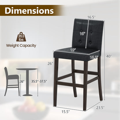 Set of 4 PVC Dining Leather Bar Stools with Solid Wood Legs-24 icnh Bar Stools at Gallery Canada