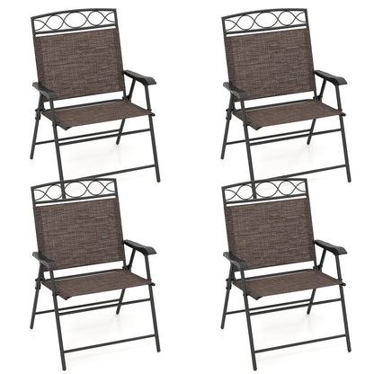 Set Of 4 Patio Folding Dining Chairs With Armrests, Brown Patio Dining Chairs at Gallery Canada