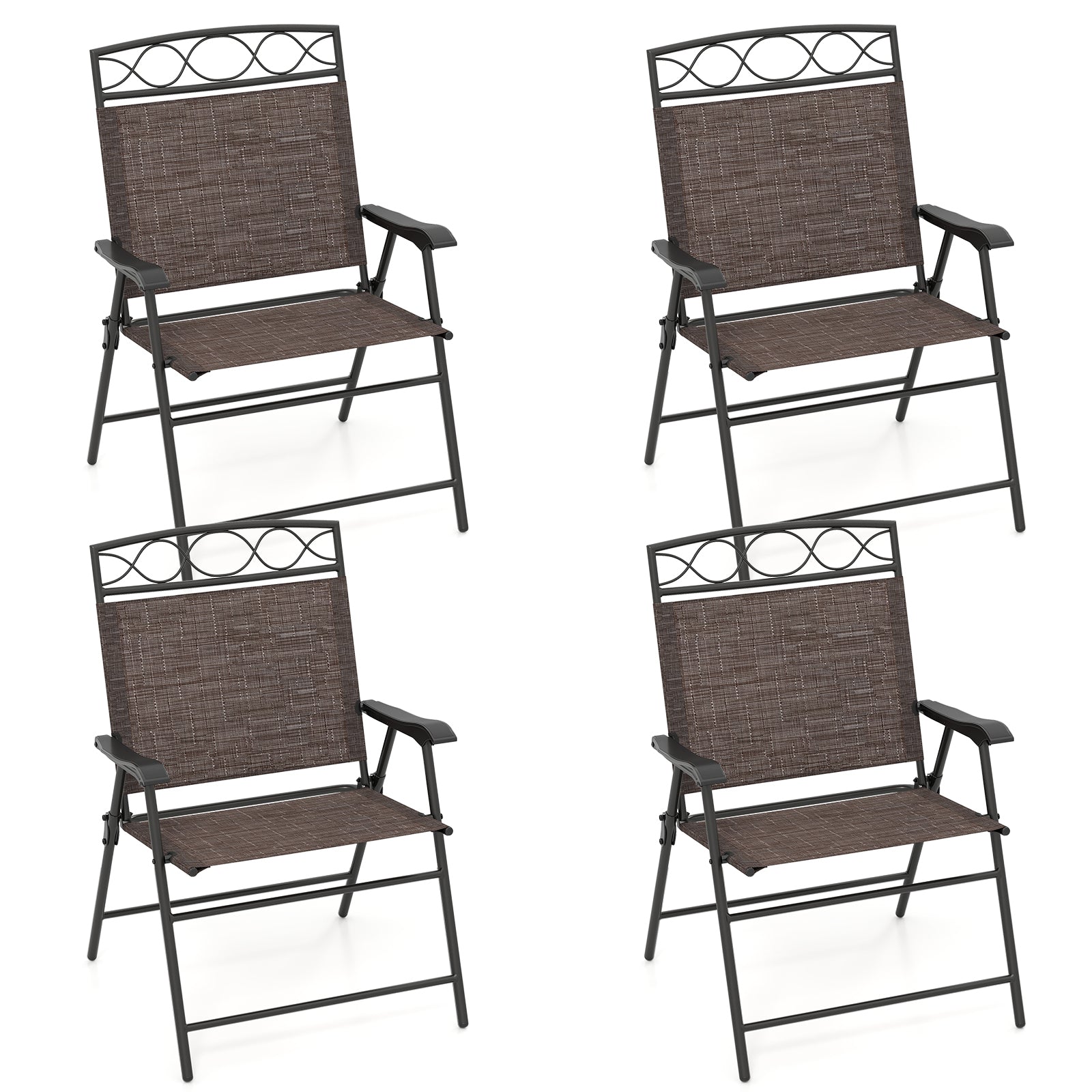 Set Of 4 Patio Folding Dining Chairs With Armrests, Brown Patio Dining Chairs Brown at Gallery Canada
