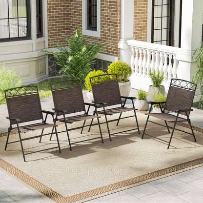 Set Of 4 Patio Folding Dining Chairs With Armrests, Brown Patio Dining Chairs at Gallery Canada