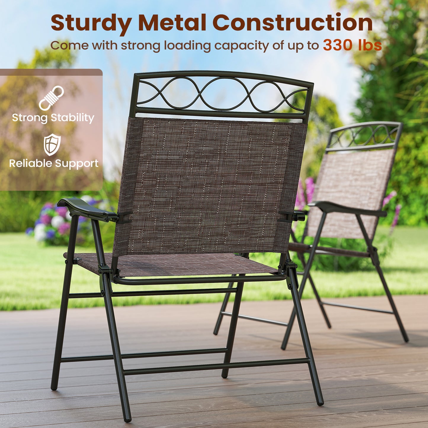 Set Of 4 Patio Folding Dining Chairs With Armrests, Brown Patio Dining Chairs at Gallery Canada