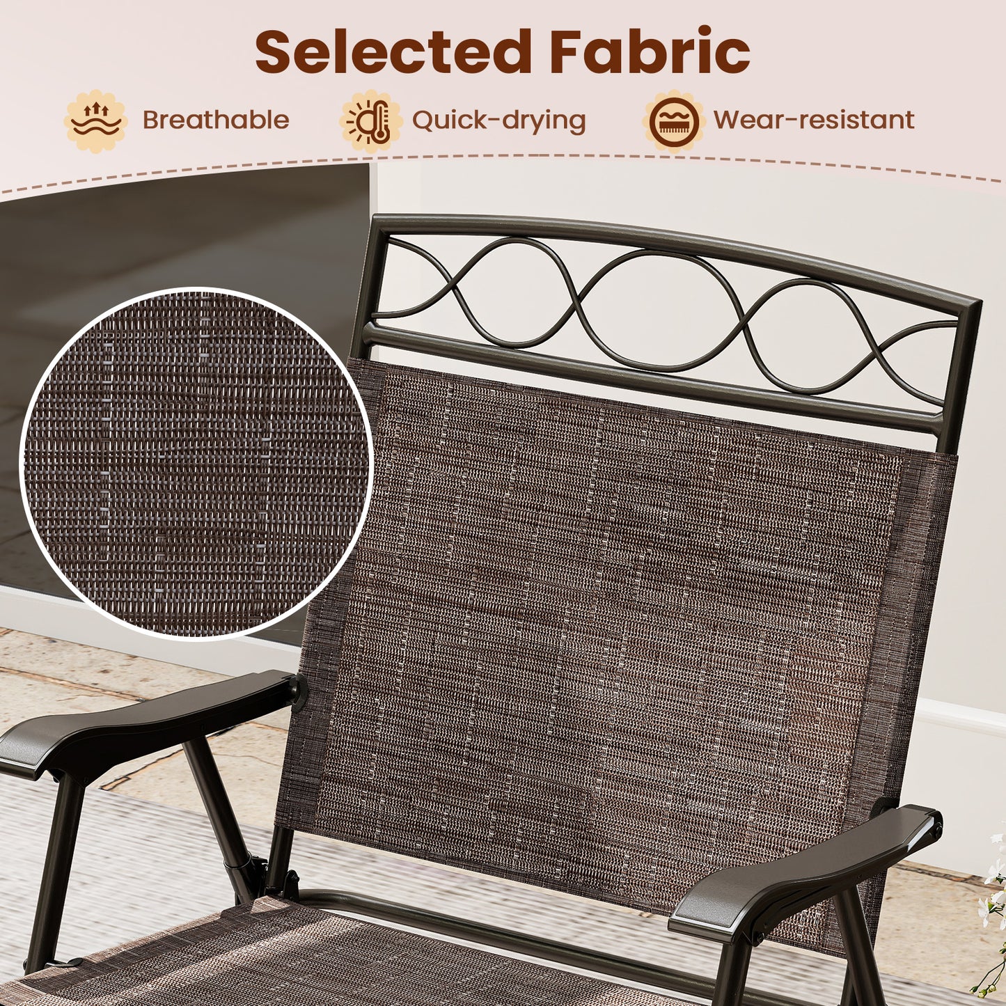 Set Of 4 Patio Folding Dining Chairs With Armrests, Brown Patio Dining Chairs at Gallery Canada