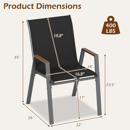 Set Of 4 Stackable Patio Chairs, High Backs, 400 LBS, Black Patio Dining Chairs at Gallery Canada