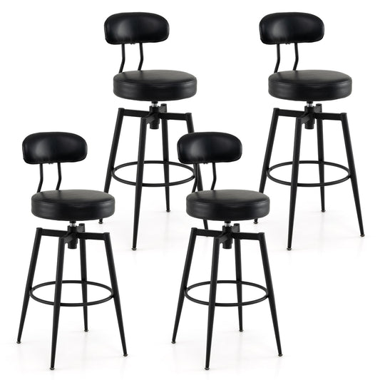 Set Of 4 Swivel Barstools, Faux Leather Upholstered Seat And Back, Black Bar Stools Black at Gallery Canada