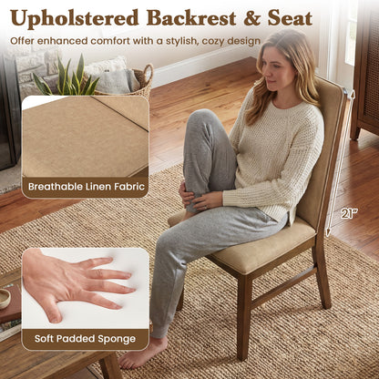 Set of 4 Upholstered Dining Chairs, Solid Rubber Wood Legs, Brown Dining Chairs at Gallery Canada