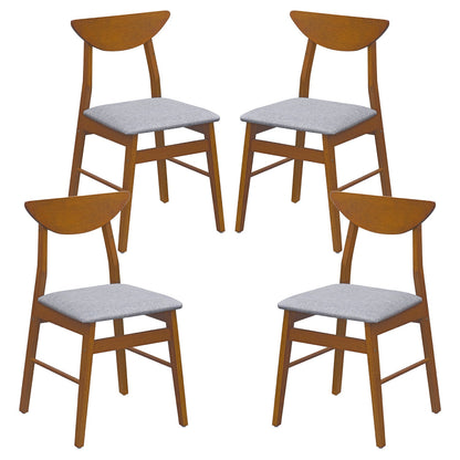 4 Upholstered Dining Chairs, Curved Backrest, Rubber Wood, Walnut Dining Chairs Walnut at Gallery Canada