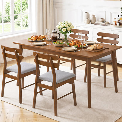 4 Upholstered Dining Chairs, Padded Seat, Wood Legs, Walnut Dining Chairs at Gallery Canada